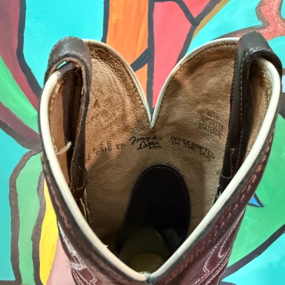 Vintage Tony Lama Brown Leather Western Cowboy Boots, Made in USA - Picture 4 of 8